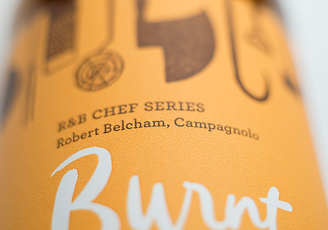 A Close Up of the Typography for the Label Design for the Burnt Citrus Fruit ESB, Created for R&B Brewing's Chef Series