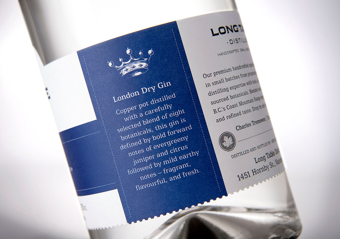 A Side View of the Label Design for Long Table Distillery