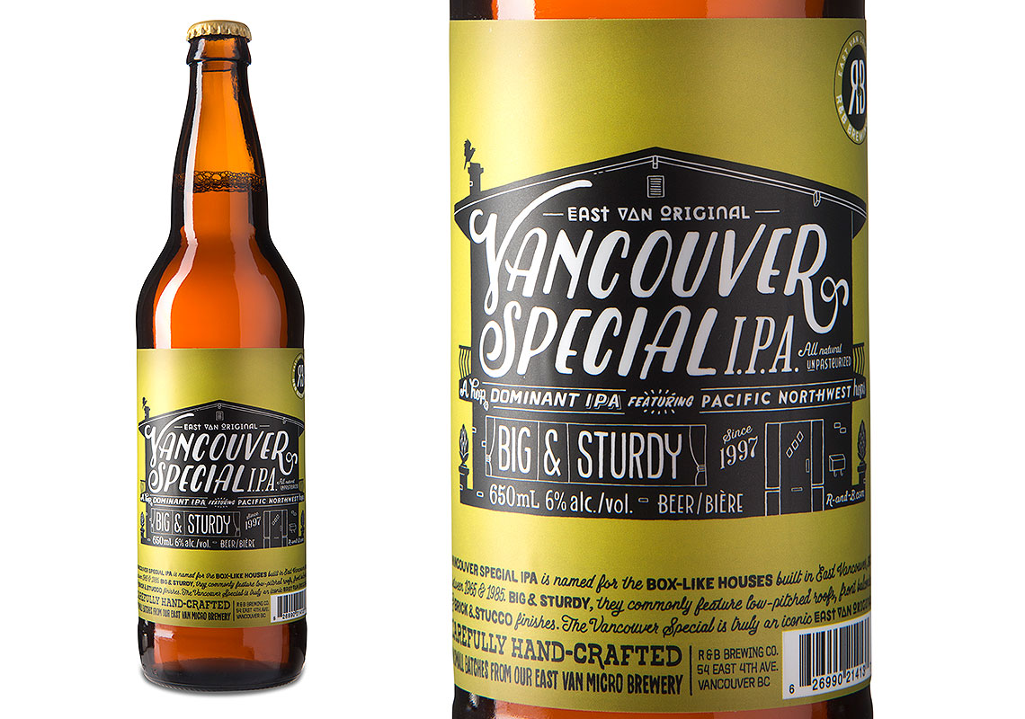 A Full Product Shot and a Close Up of the R&B Brewing Vancouver Special IPA