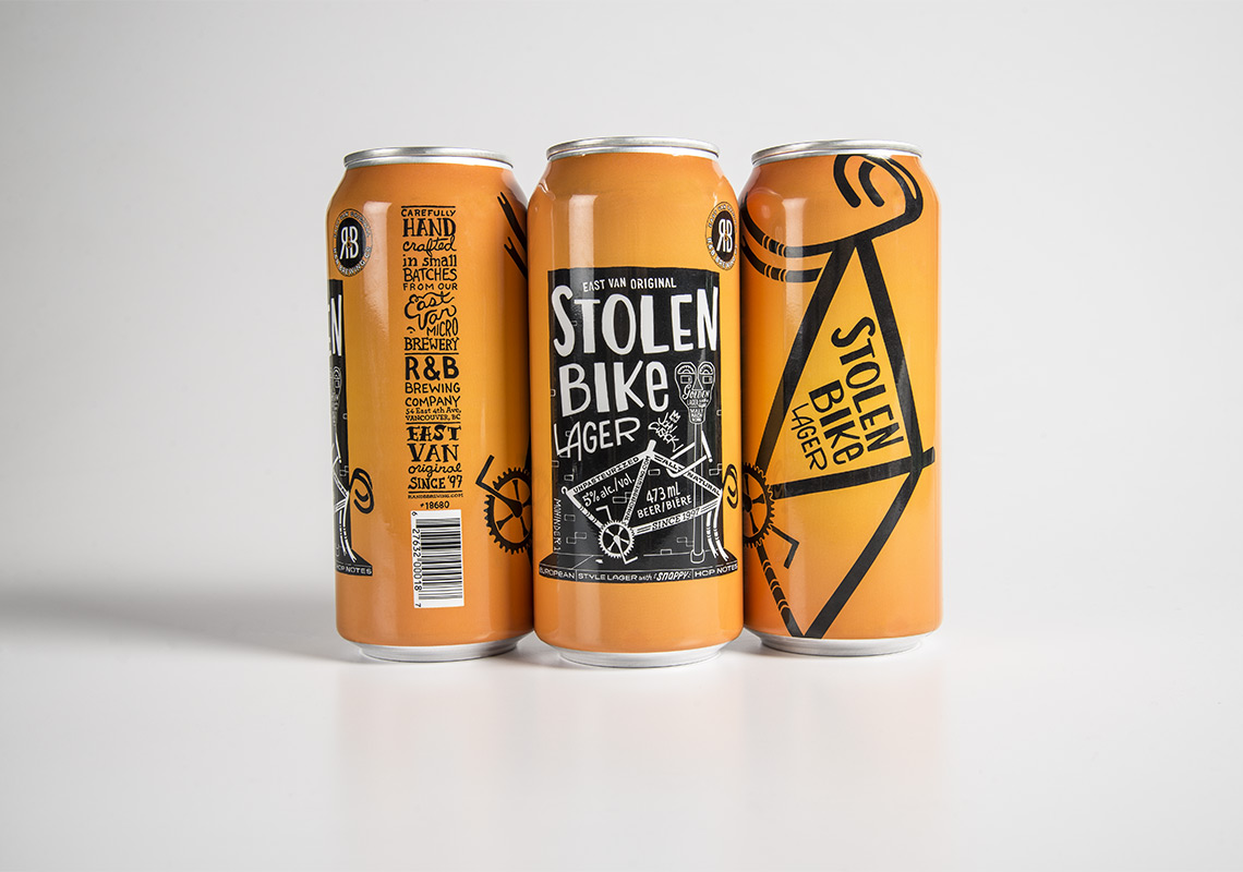 R&B Brewing Stolen Bike Lager Tall Can from All Sides